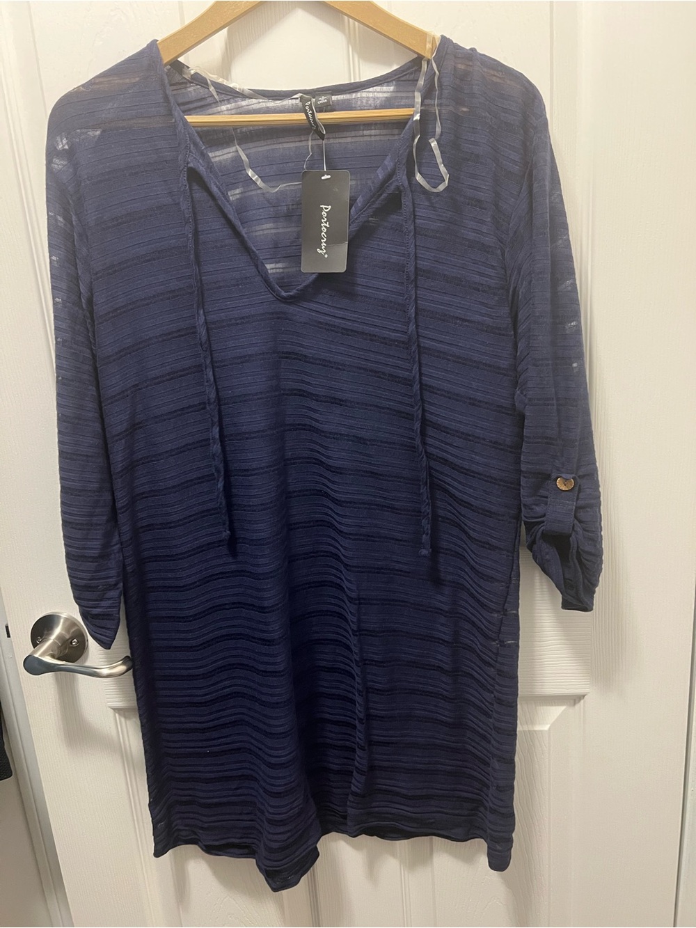 Paradise Navy Striped Women's Swim Coverup